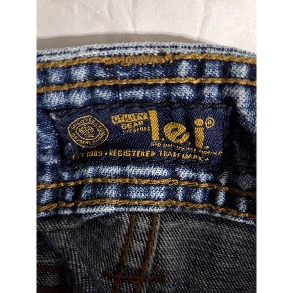 LEI Denim Mini Skirt Pockets Y2K Utility Gear, Size 9 - Picture 3 of 4